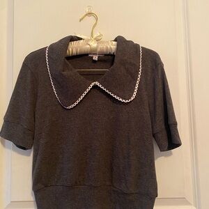 White Boxy Blouse with Peter Pan Collar